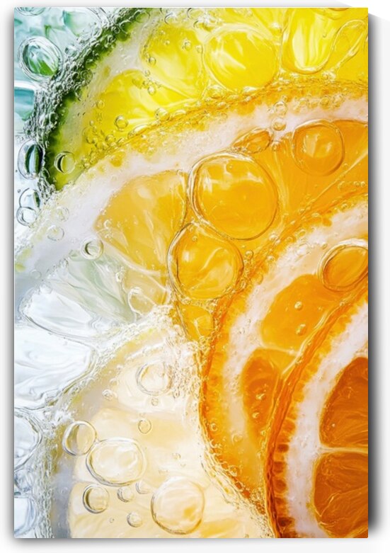 Colorful Citrus Slices in Sparkling Water by Matthias Hauser