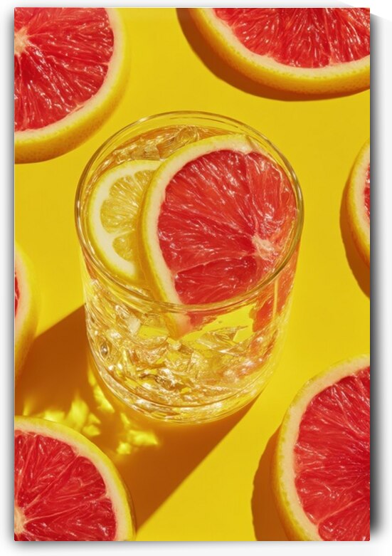 Grapefruit and Lemon Drink - Summer Citrus on Yellow by Matthias Hauser