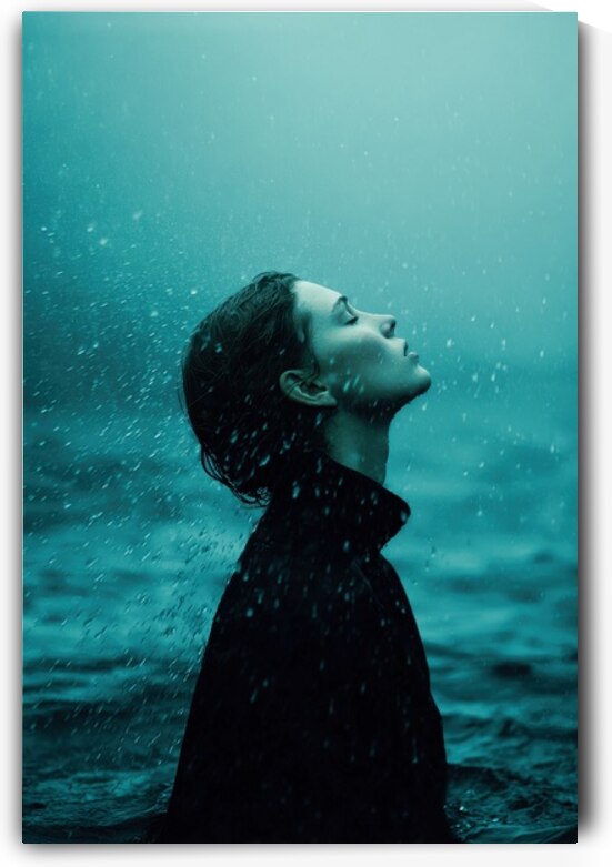 Woman Rain Portrait - Serene Surrender by Matthias Hauser