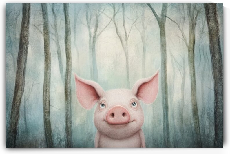 Curious Pig in the Misty Forest by Matthias Hauser