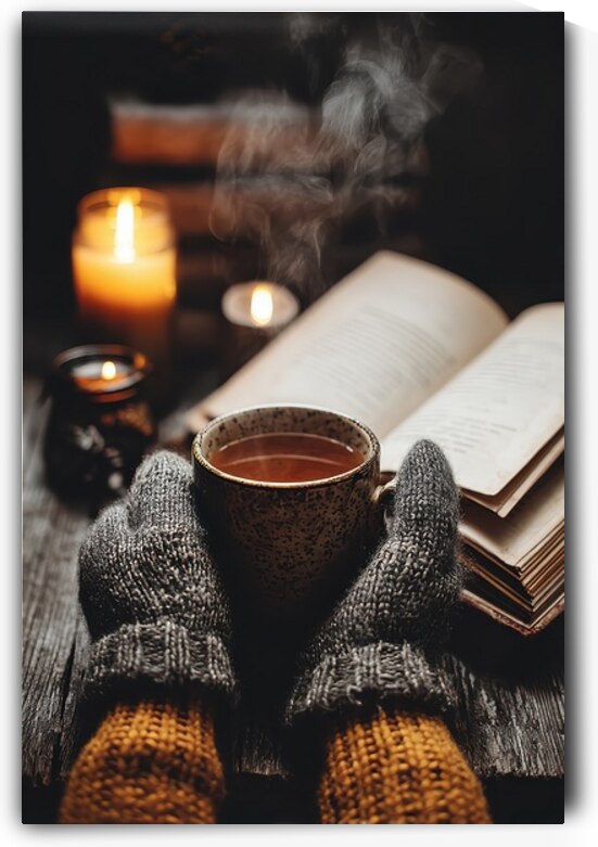 Steaming Cider and Open Book - Cozy Autumn Mood by Matthias Hauser