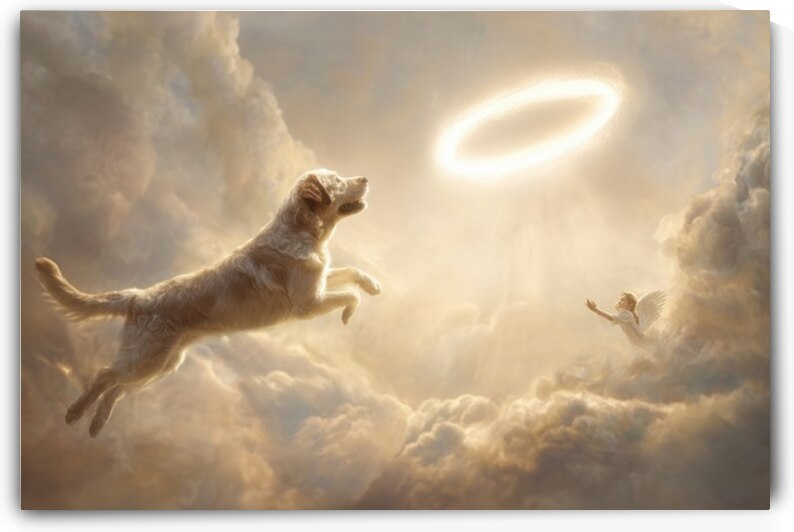 Heavenbound - Labrador Dog and Angel in the Clouds by Matthias Hauser