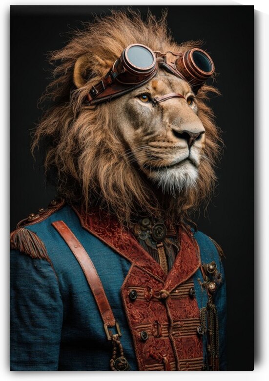 Steampunk Lion Commander in Regal Attire by Matthias Hauser