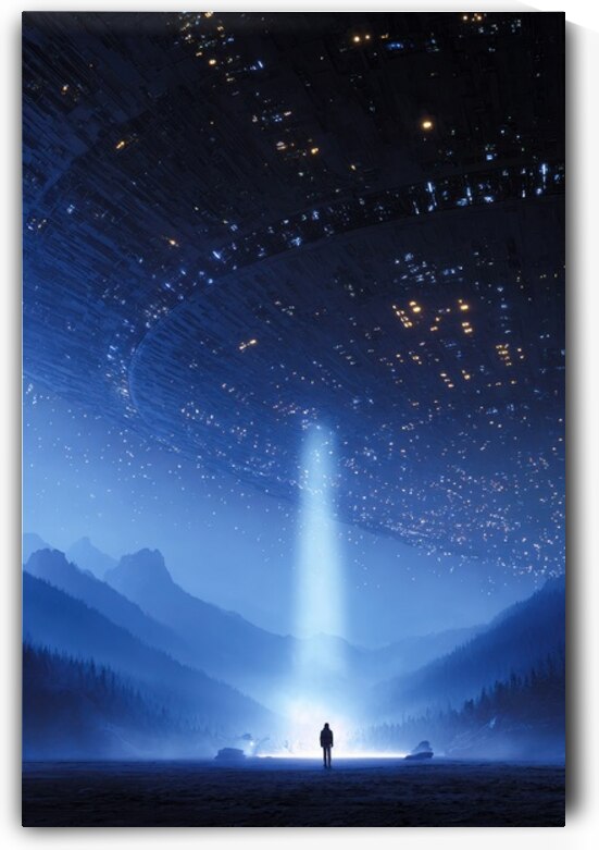 Alien Encounter Under Starry Sky by Matthias Hauser