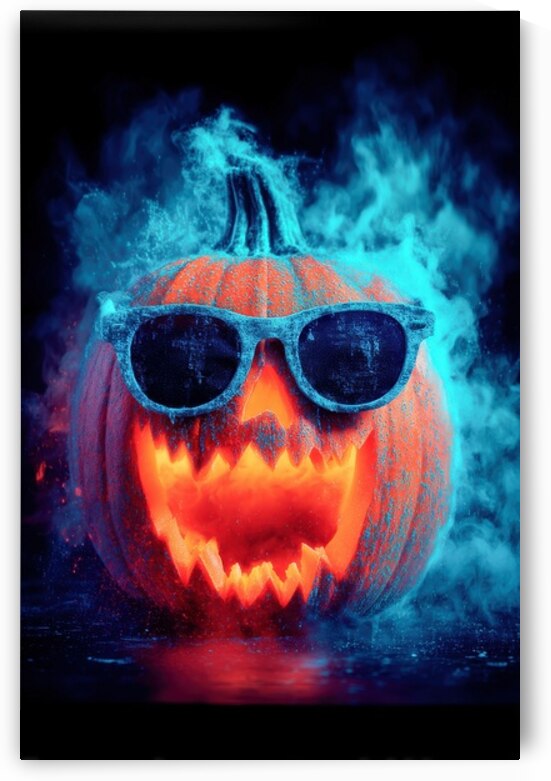 Neon Jack O Lantern with Sunglasses by Matthias Hauser