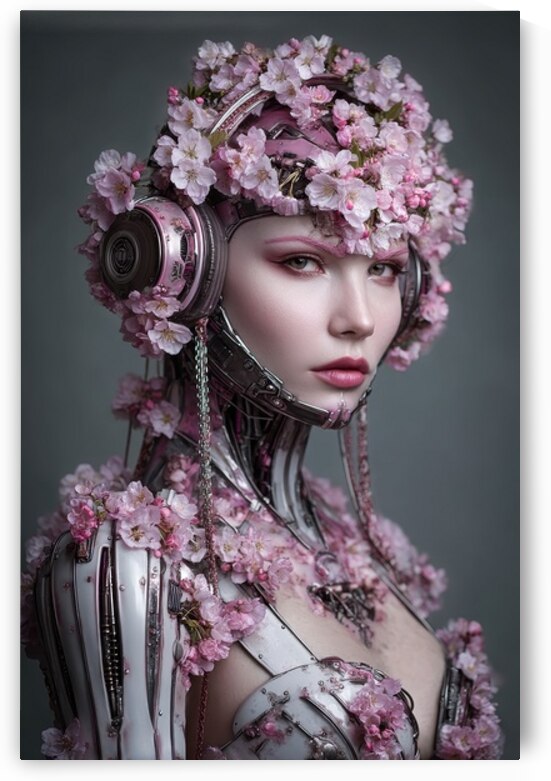 Cyberpunk Cherry Blossom Cyborg Portrait by Matthias Hauser