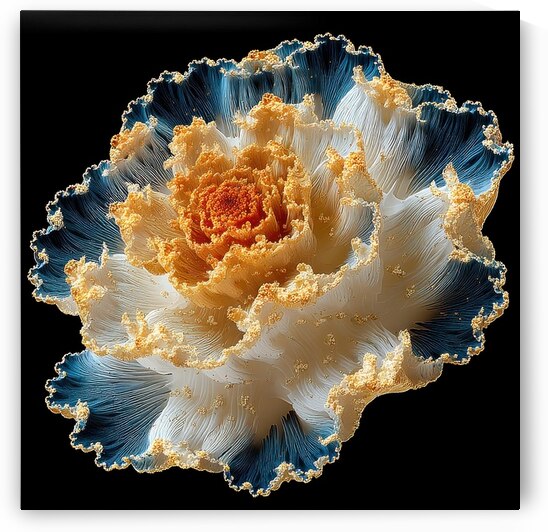 Fractal Bloom in Gold and Blue by Matthias Hauser