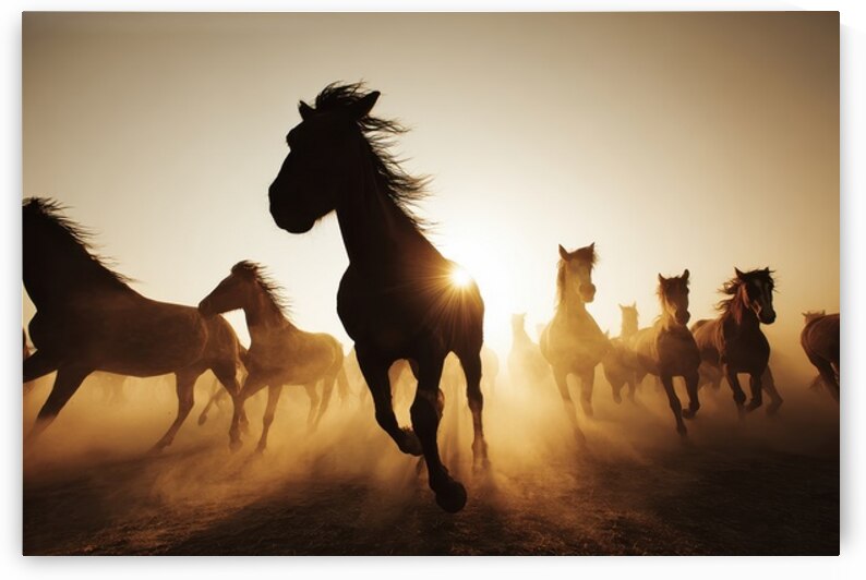 Wild Horses At Golden Hour by Matthias Hauser