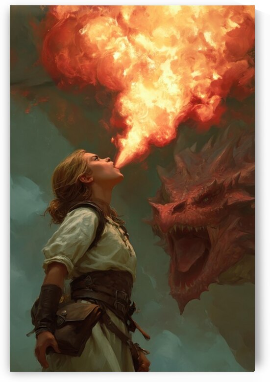 Fire Breathing Woman And Dragon by Matthias Hauser