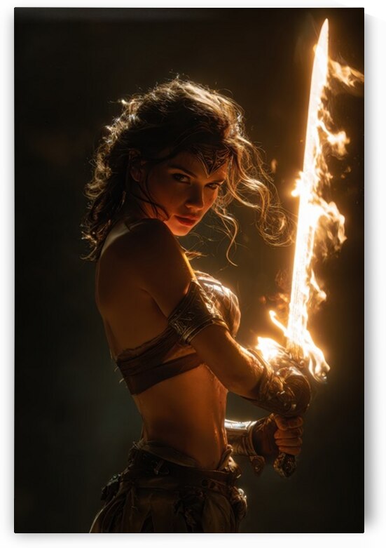 Warrior Woman with Flaming Sword by Matthias Hauser