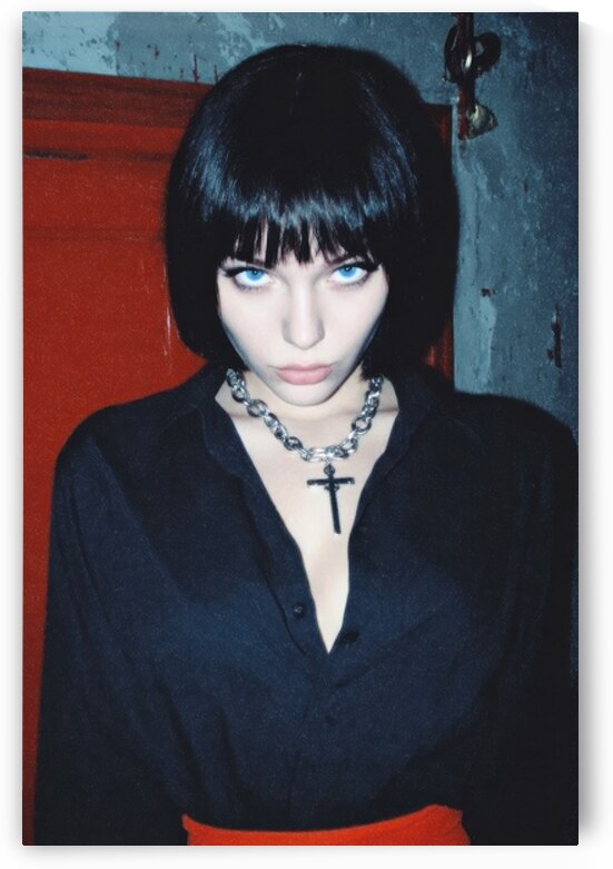 Goth Girl Portrait with Cross Necklace by Matthias Hauser