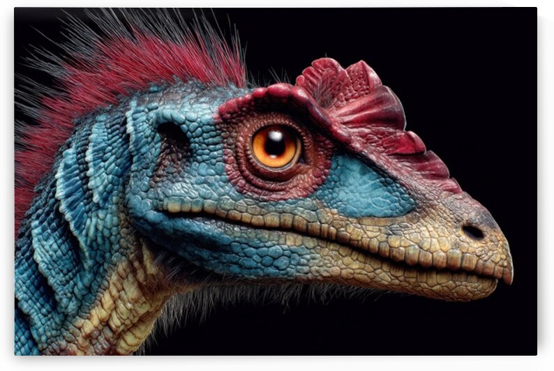 Vivid Dinosaur Portrait Dilophosaurus by Matthias Hauser