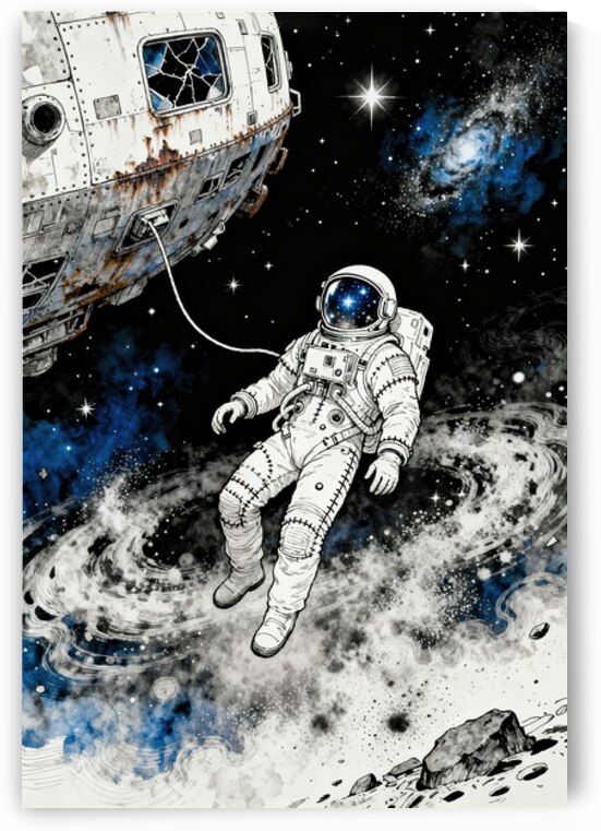 Astronaut Floating In Space With Galaxy by Matthias Hauser
