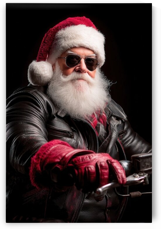 Biker Santa Claus on a Motorcycle by Matthias Hauser