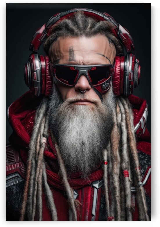Cyberpunk Santa Portrait With Headphones by Matthias Hauser