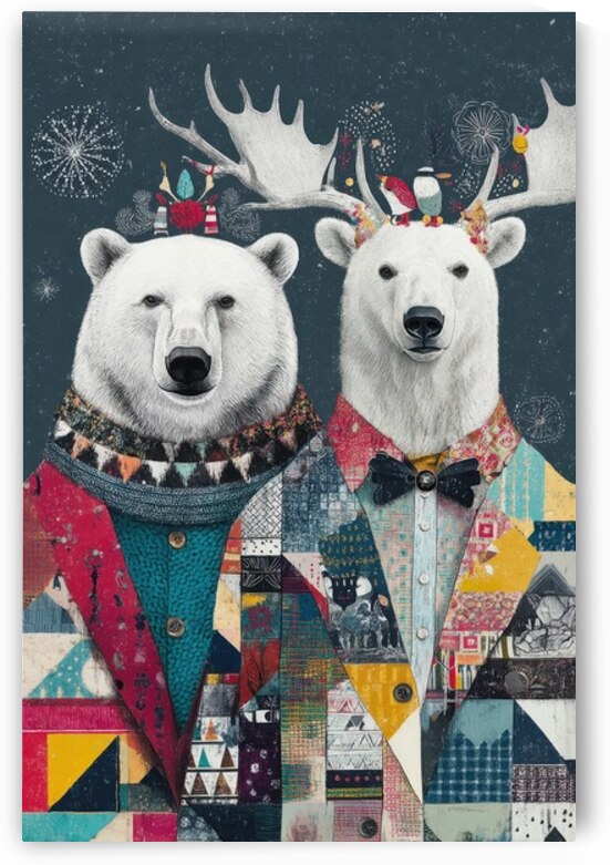 Polar Bear Duo Festive Patchwork Suits by Matthias Hauser