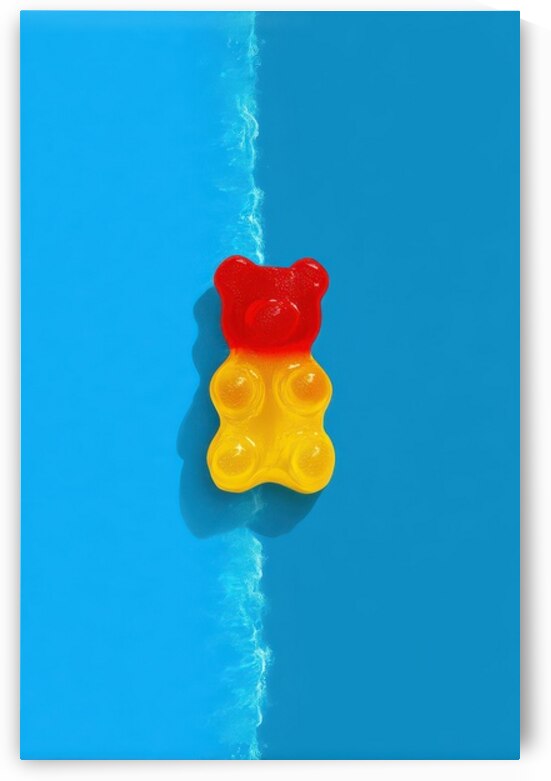 Gummy Bear Floating On Blue Water Minimalism by Matthias Hauser
