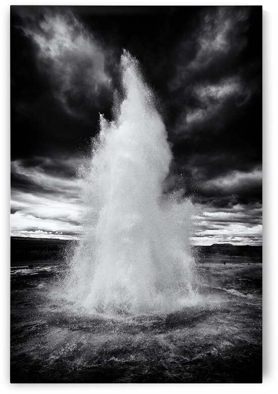 Strokkur geyser Iceland black and white by Matthias Hauser