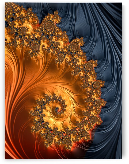 Fractal spiral orange golden black by Matthias Hauser