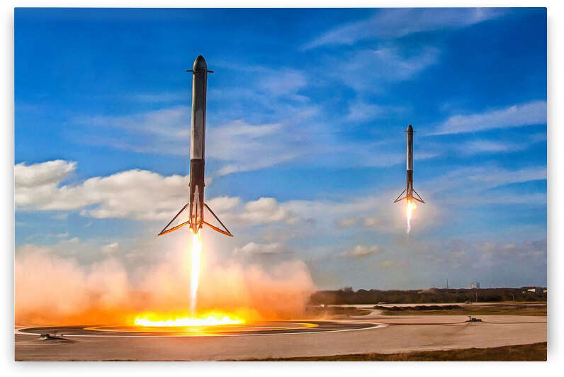 SpaceX Falcon Heavy booster landing by Matthias Hauser