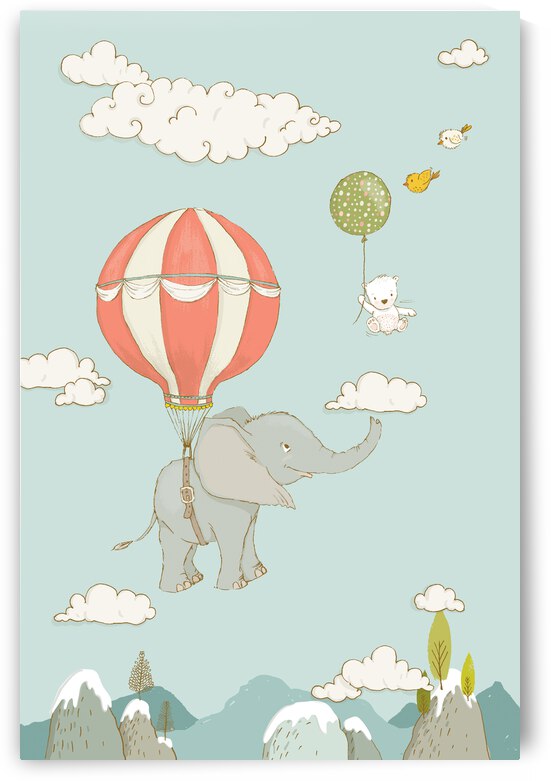 Floating Elephant and bear whimsical animals by Matthias Hauser