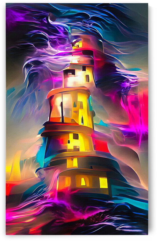 Lighthouse 01 Colorful Trippy Waves by Matthias Hauser