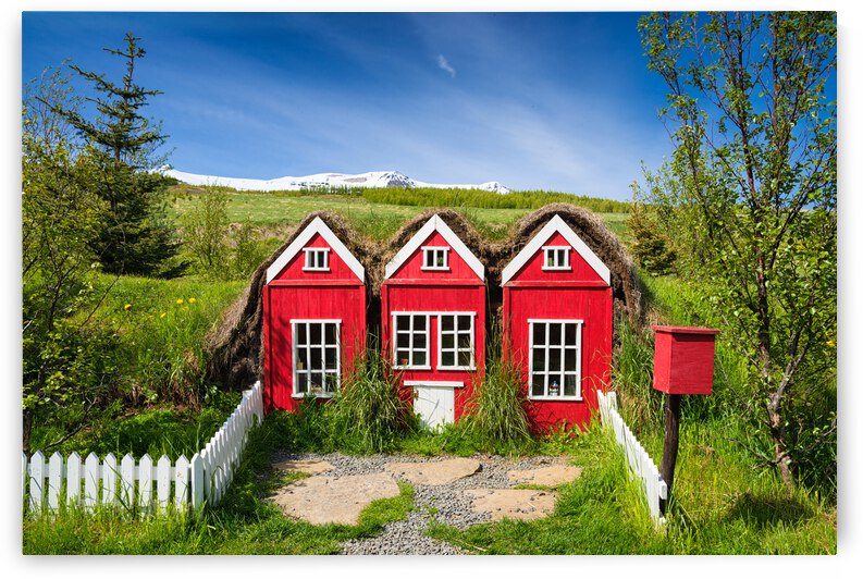 Red elf houses in Iceland for the Icelandic hidden people by Matthias Hauser