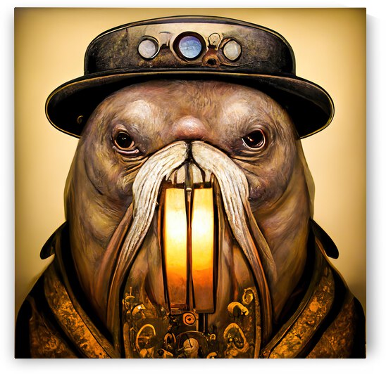 Steampunk Animal 11 Walrus Portrait by Matthias Hauser