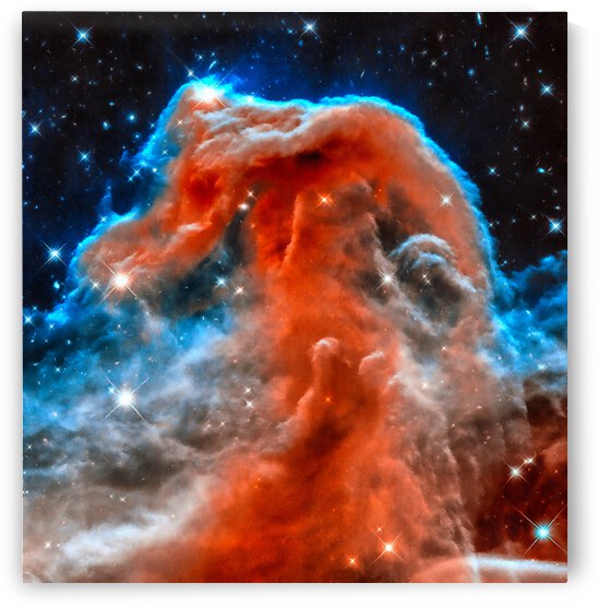 Space image horsehead nebula orange red blue black by Matthias Hauser