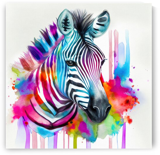 Watercolor Animal 10 Zebra Portrait by Matthias Hauser