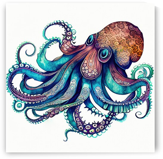 Watercolor Animal 05 Octopus by Matthias Hauser