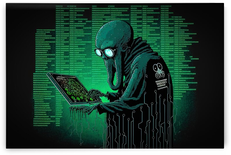 Octopus Hacker writing Code 01 by Matthias Hauser