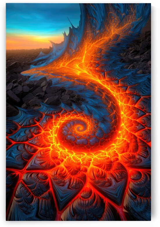 Fractal Lava Spiral Fantasy Volcano Landscape 01 by Matthias Hauser
