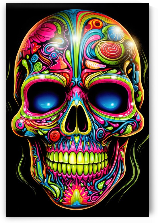 Neon Skull 01 Psychedelic Colors by Matthias Hauser