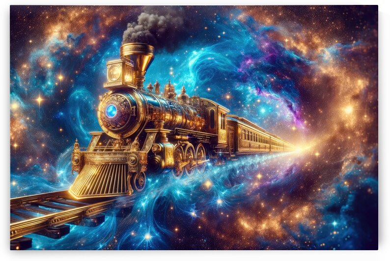 Golden Cosmic Steampunk Train 01 by Matthias Hauser