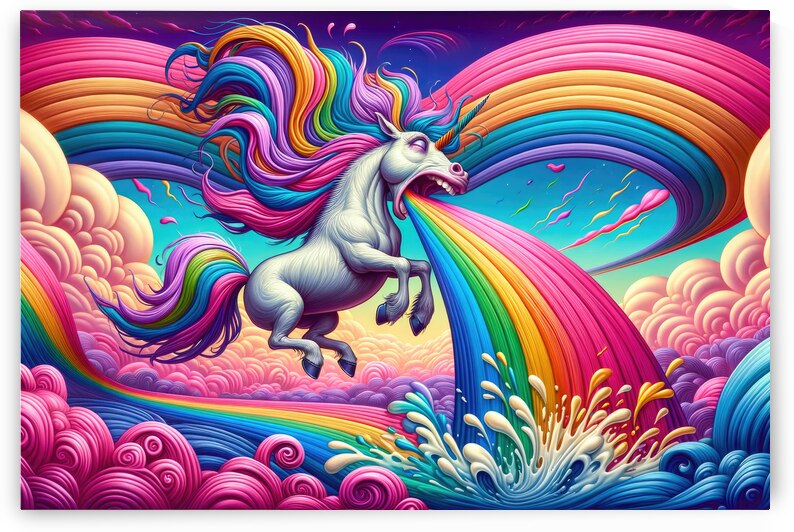 Unicorn Puking Rainbow Colors 01 by Matthias Hauser