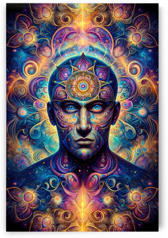 Cosmic Mandala Man 01 Purple Blue Gold by Matthias Hauser
