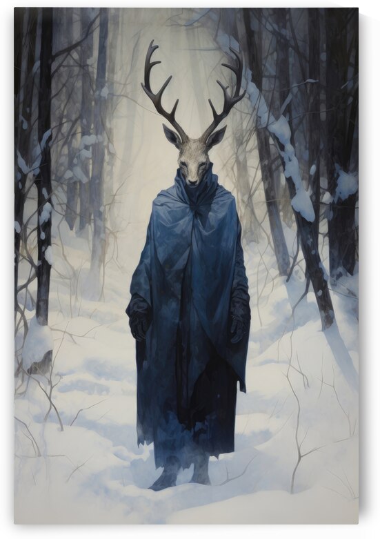 Deer as surreal walker in the forest by Matthias Hauser