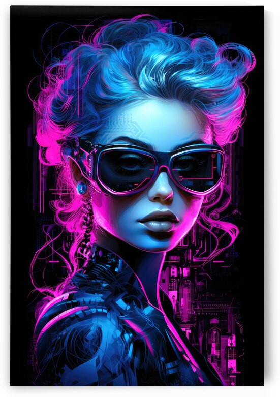 Cool Cyberpunk Woman Portrait Neon Vaporwave Style by Matthias Hauser
