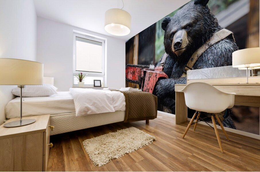 Bear with Chainsaw 01 Mural print