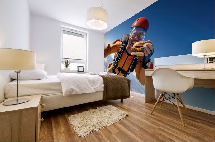 Skydiving Burger Feast Mural print