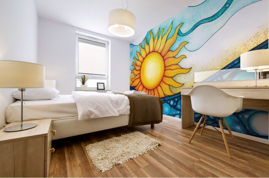 Sunrise Over the Waves Mural print