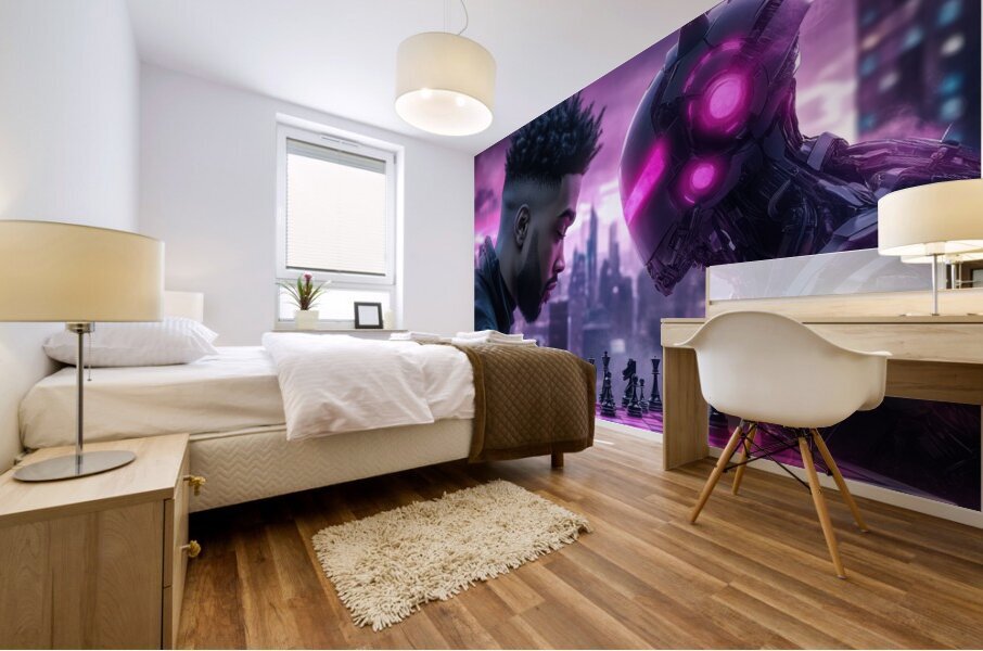 Cyber Chess Strategy Showdown Mural print