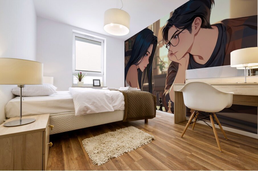 Intimate Chess Duel Mural print