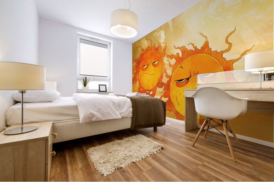 Two Grumpy Suns Mural print