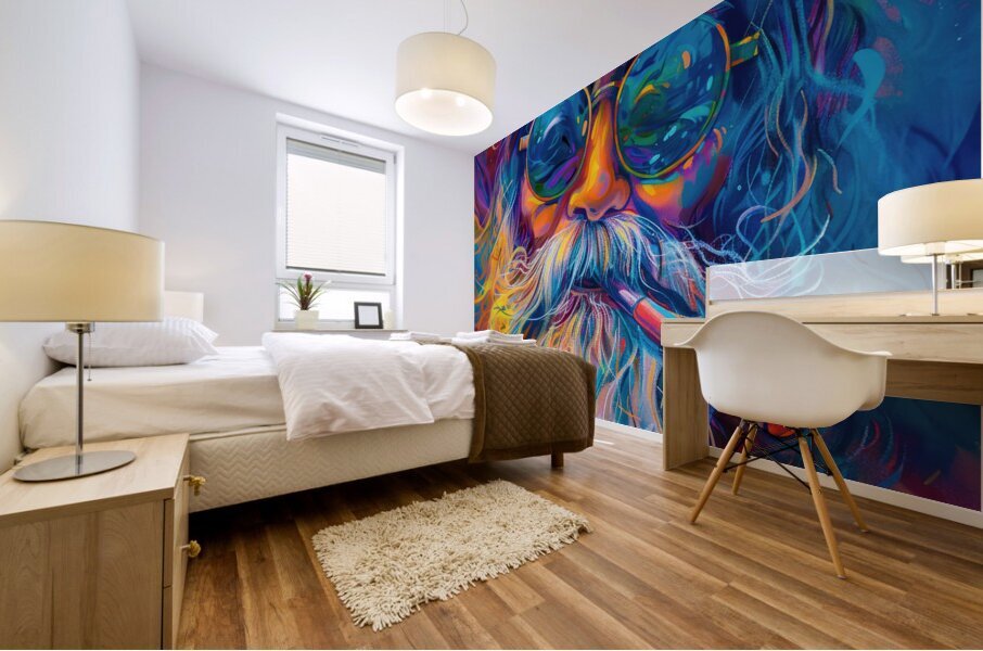 Happy Psychedelic Hippie 01 Mural print