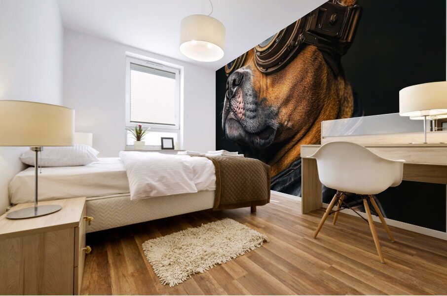 Steampunk Animal - A Cool Biker Dog Mural print