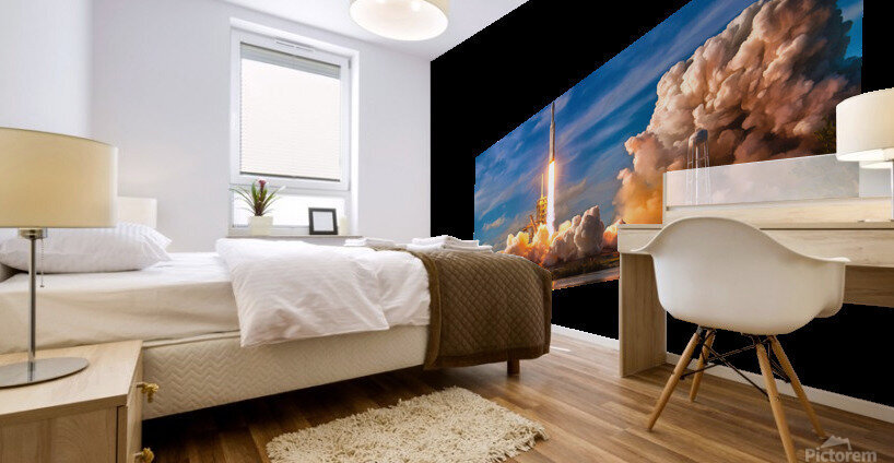 Falcon Heavy Rocket launch SpaceX Mural print