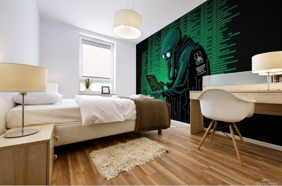 Octopus Hacker writing Code 01 Mural print