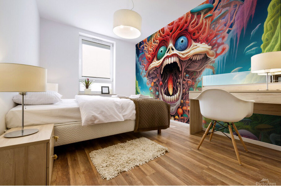Crazy Psychedelic Mushroom 01 Mural print